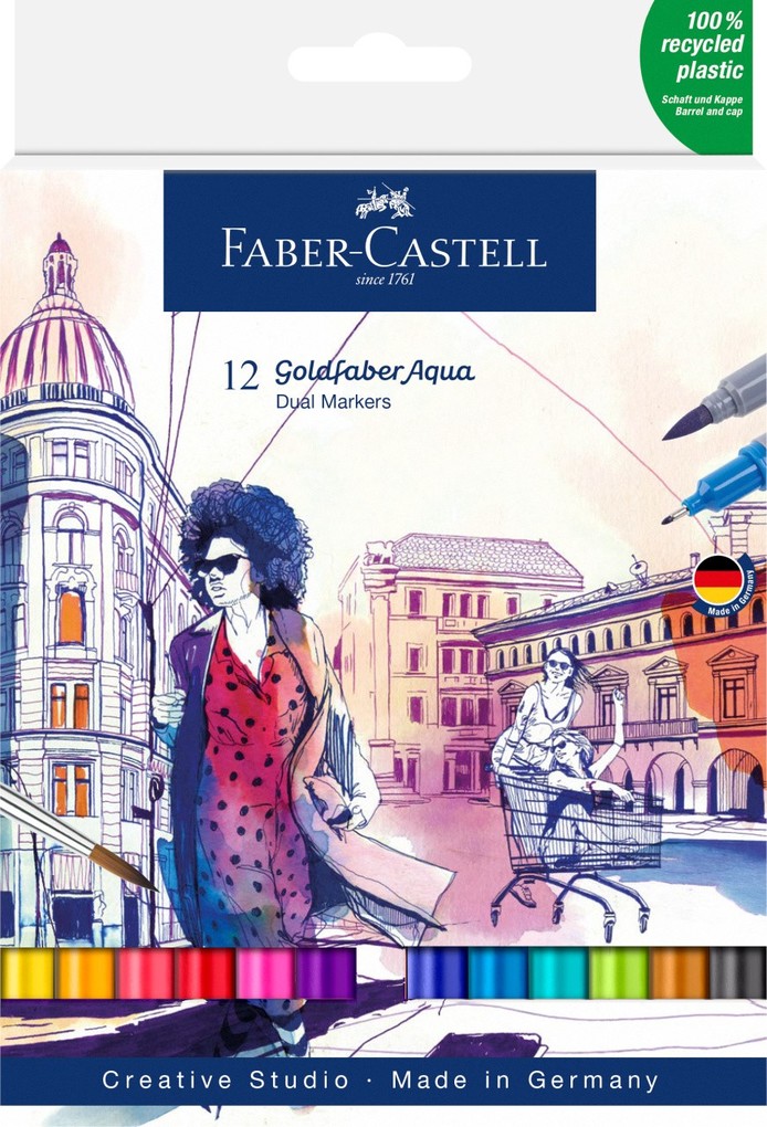 Image of Faber-Castell Dual Marker Goldfaber Aqua 12er Set